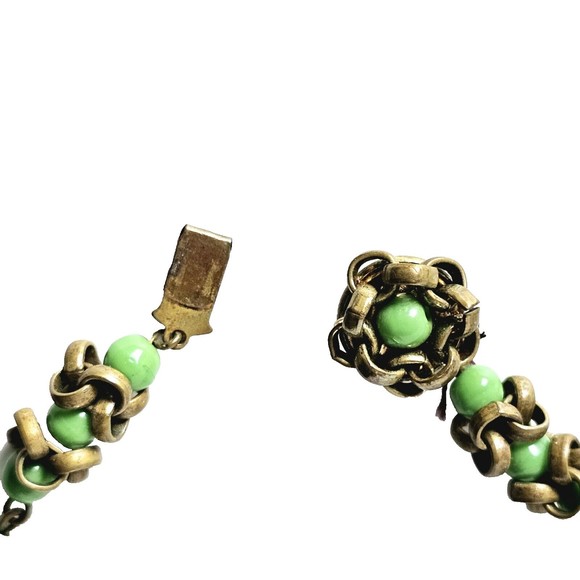 Art Deco Jadeite Beaded Necklace 36" Gold Tone VTG VGC! - Picture 5 of 10